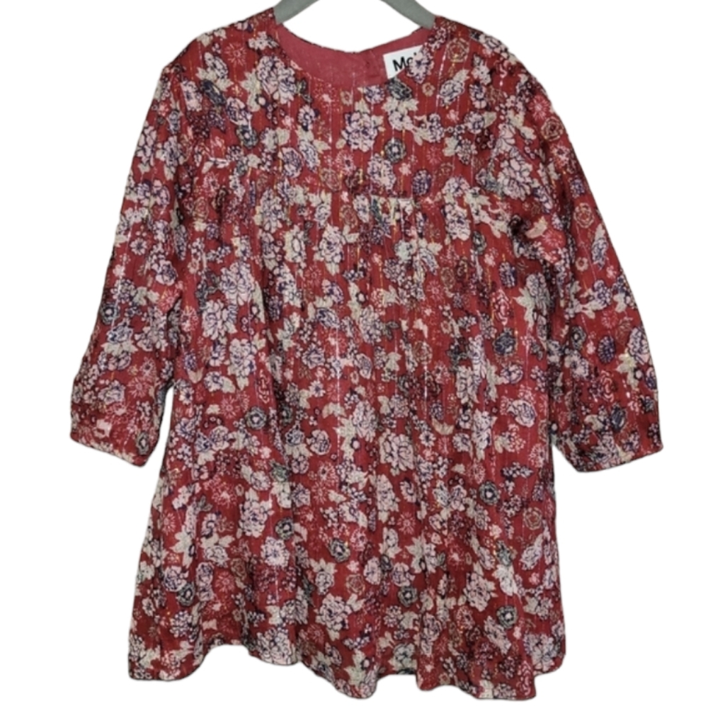 Molo Red Floral Long-Sleeve Kids Dress